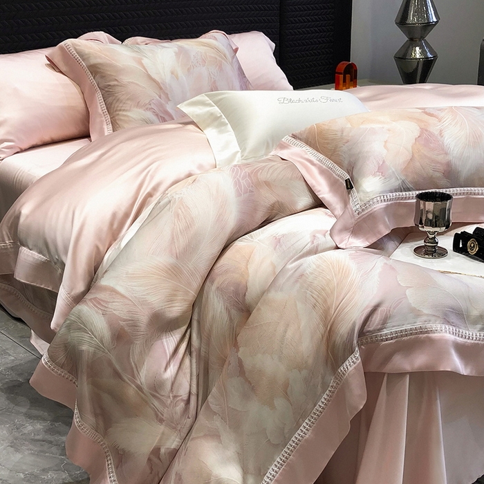 91家纺网 家纺一手货源 找家纺 （总）黑白森林 2026新款轻奢天丝印花四件套