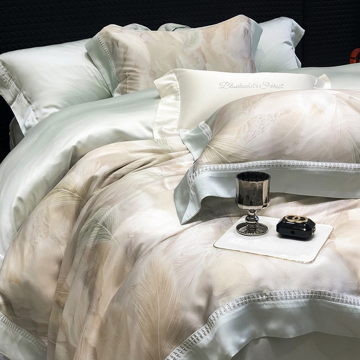 91家纺网 家纺一手货源 找家纺 黑白森林 2026新款轻奢天丝印花四件套 丝蕴-兰