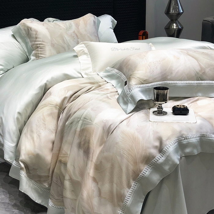 91家纺网 家纺一手货源 找家纺 黑白森林 2026新款轻奢天丝印花四件套 丝蕴-兰