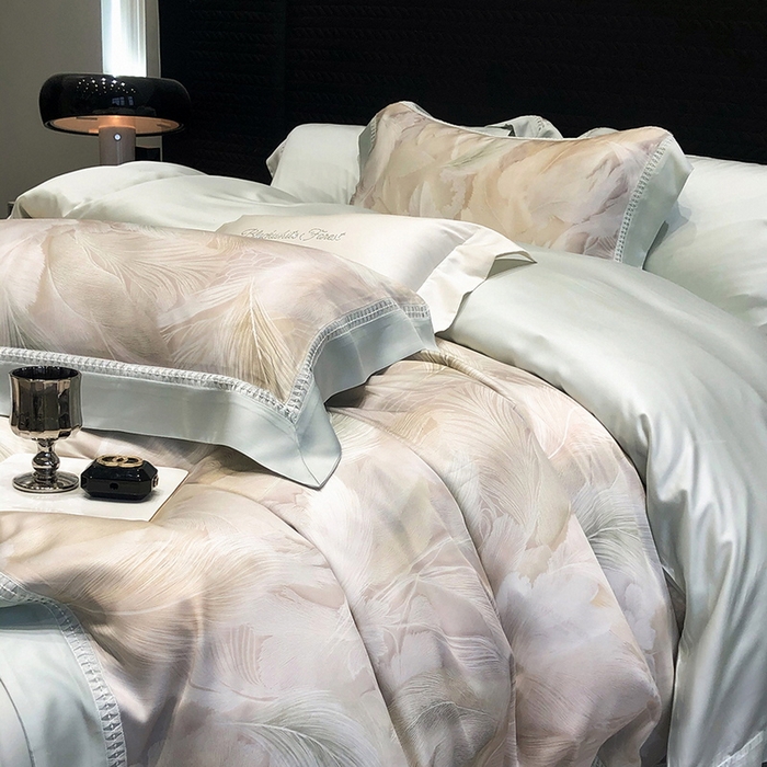 91家纺网 家纺一手货源 找家纺 黑白森林 2026新款轻奢天丝印花四件套 丝蕴-兰