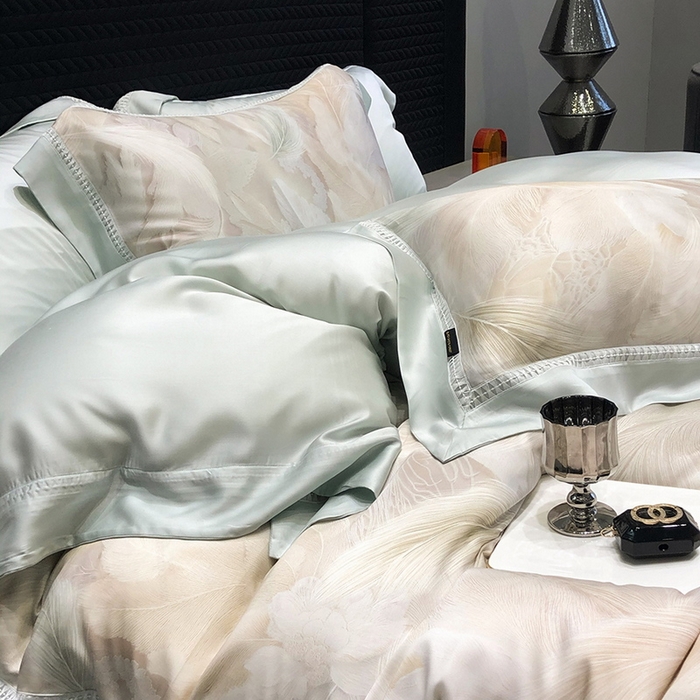 91家纺网 家纺一手货源 找家纺 黑白森林 2026新款轻奢天丝印花四件套 丝蕴-兰