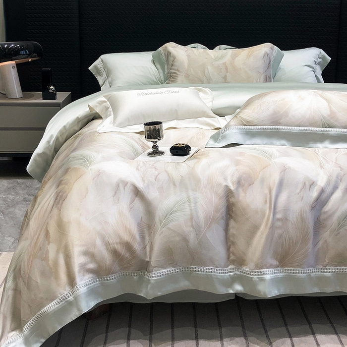 91家纺网 家纺一手货源 找家纺 黑白森林 2026新款轻奢天丝印花四件套 丝蕴-兰