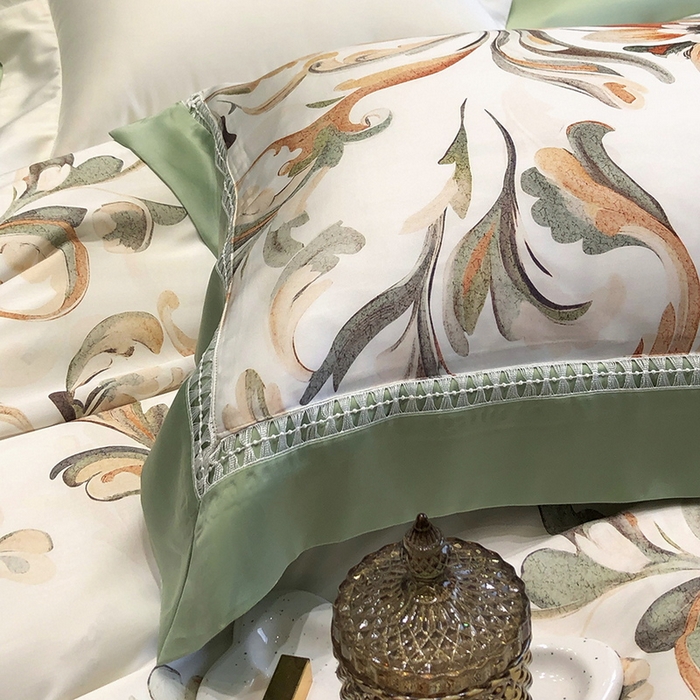 91家纺网 家纺一手货源 找家纺 黑白森林 2026新款轻奢天丝印花四件套 薇尔-绿