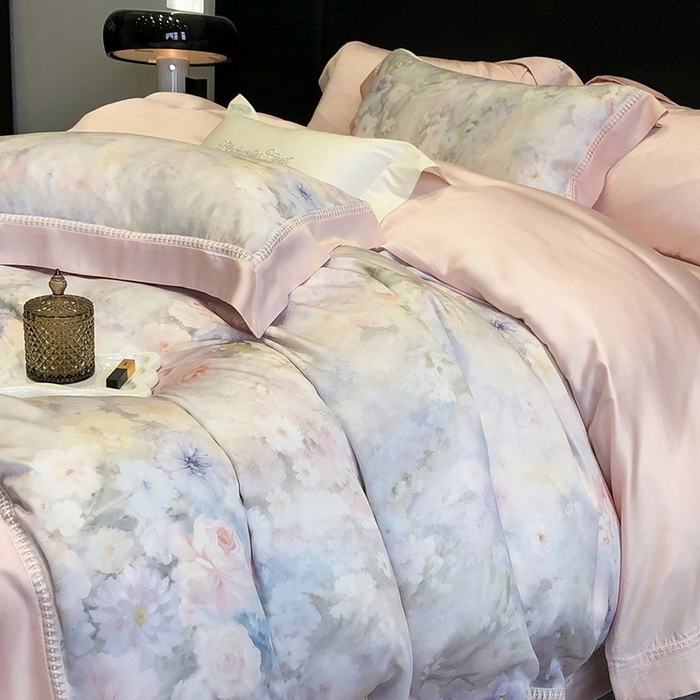 91家纺网 家纺一手货源 找家纺 黑白森林 2026新款轻奢天丝印花四件套 薇宁