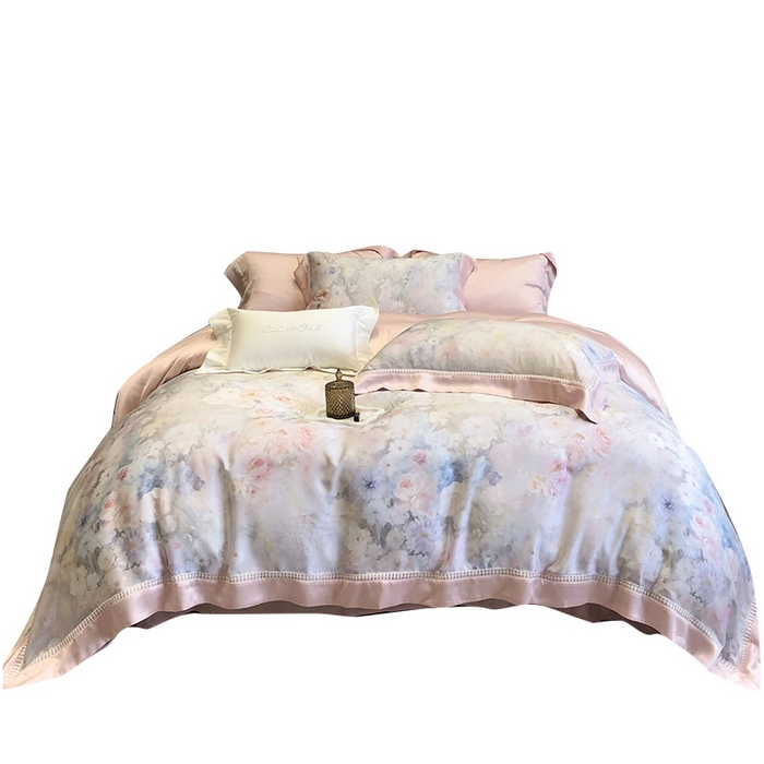 91家纺网 家纺一手货源 找家纺 黑白森林 2026新款轻奢天丝印花四件套 薇宁