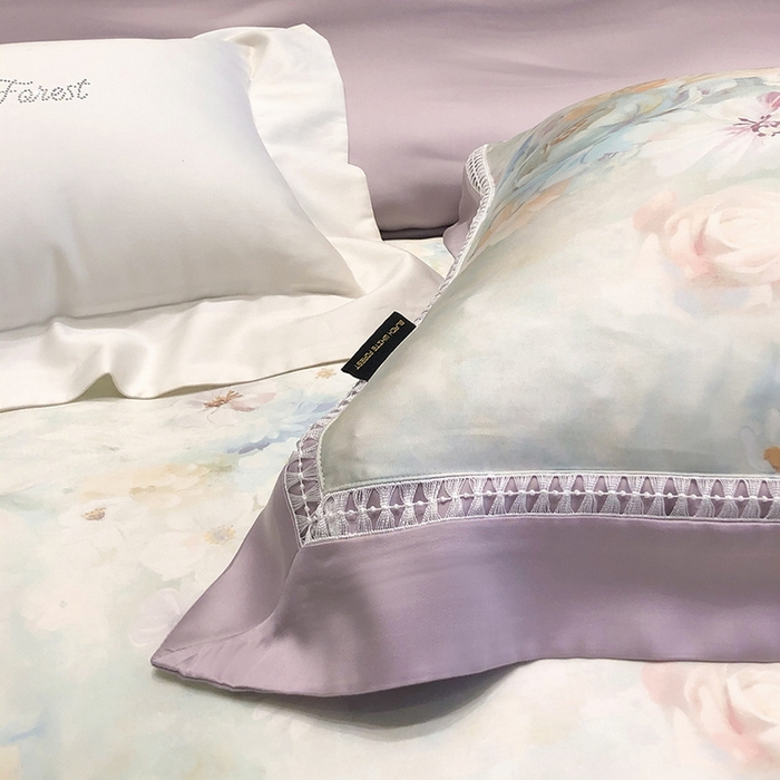 91家纺网 家纺一手货源 找家纺 黑白森林 2026新款轻奢天丝印花四件套 紫嫣