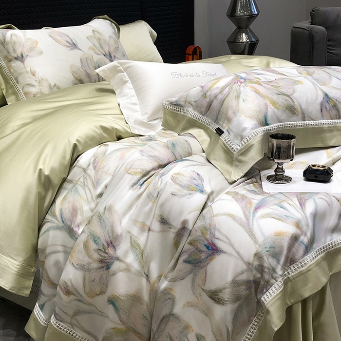 91家纺网 家纺一手货源 找家纺 （总）黑白森林 2026新款轻奢天丝印花四件套