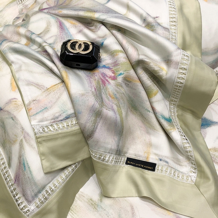 91家纺网 家纺一手货源 找家纺 （总）黑白森林 2026新款轻奢天丝印花四件套