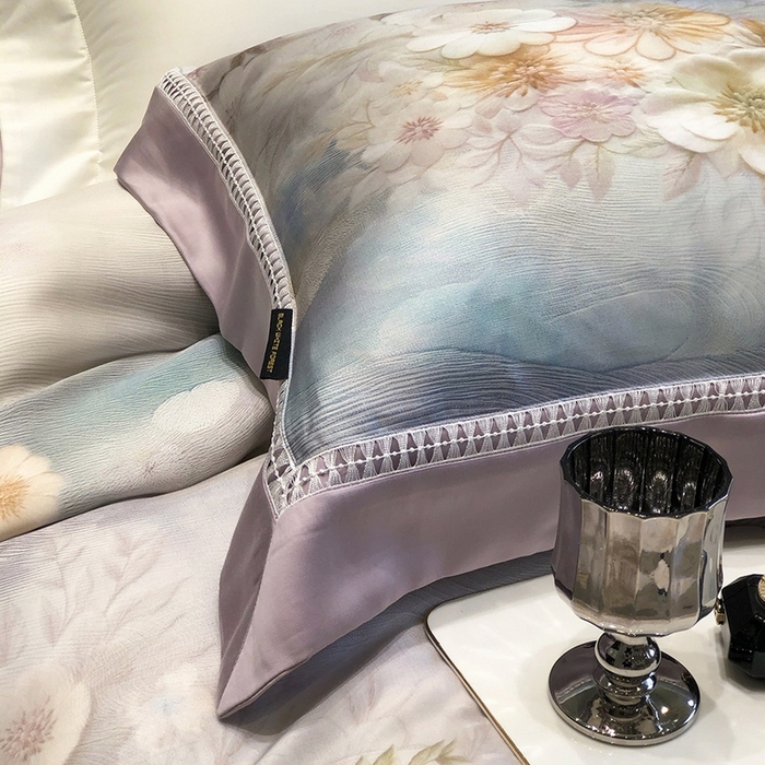 91家纺网 家纺一手货源 找家纺 黑白森林 2026新款轻奢天丝印花四件套 云馥-紫