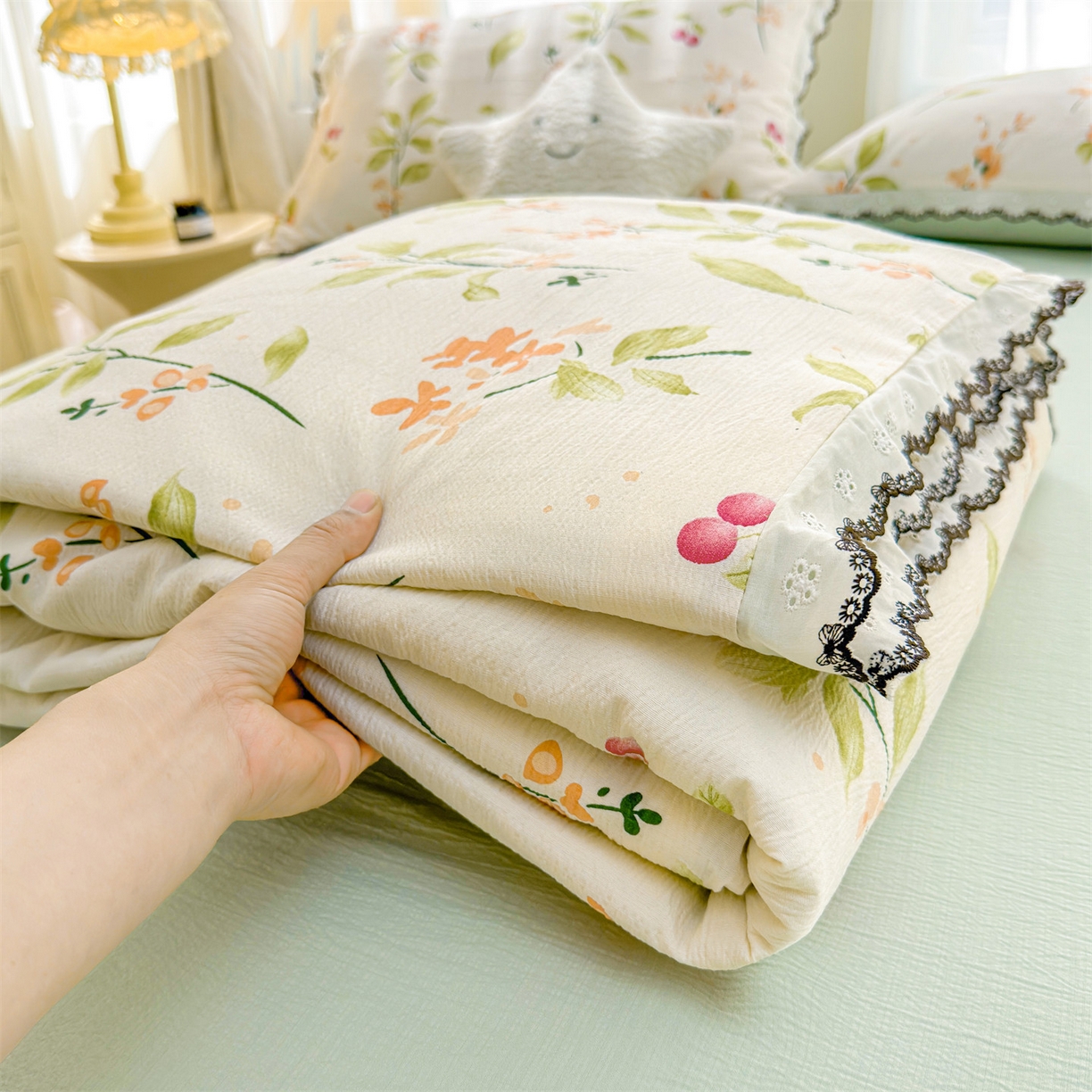 91家纺网 家纺一手货源 找家纺 （总）招财星家纺 2026新款A类全棉花边云感双层纱大豆纤维夏被四件套夏被夏凉被空调被（带质检报告买家秀）