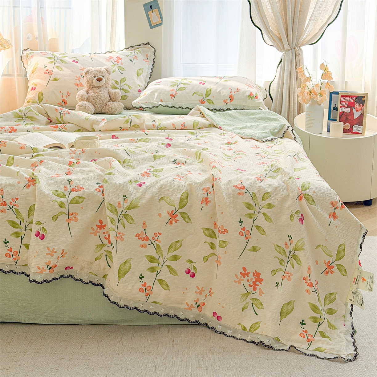 91家纺网 家纺一手货源 找家纺 （总）招财星家纺 2026新款A类全棉花边云感双层纱大豆纤维夏被四件套夏被夏凉被空调被（带质检报告买家秀）