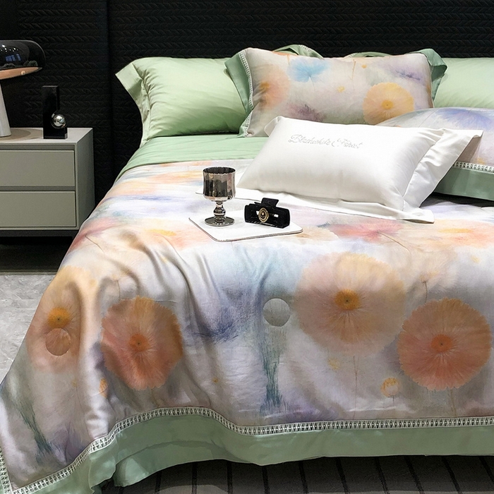 91家纺网 家纺一手货源 找家纺 （总）黑白森林 2026新款天丝印花夏被四件套系列