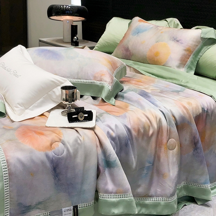 91家纺网 家纺一手货源 找家纺 （总）黑白森林 2026新款天丝印花夏被四件套系列