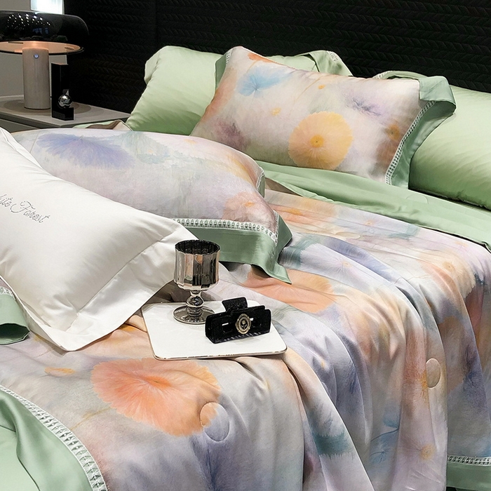 91家纺网 家纺一手货源 找家纺 （总）黑白森林 2026新款天丝印花夏被四件套系列