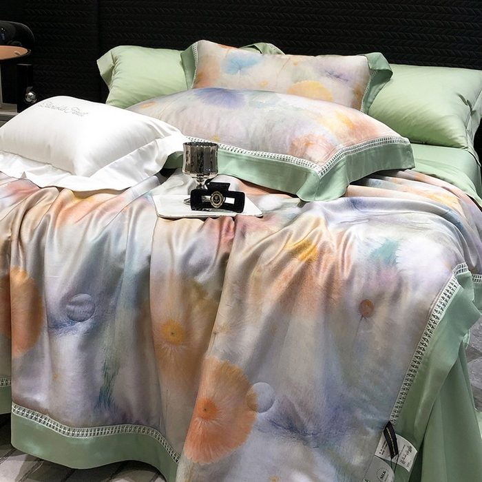 91家纺网 家纺一手货源 找家纺 （总）黑白森林 2026新款天丝印花夏被四件套系列