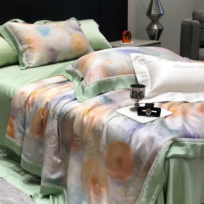 91家纺网 家纺一手货源 找家纺 （总）黑白森林 2026新款天丝印花夏被四件套系列