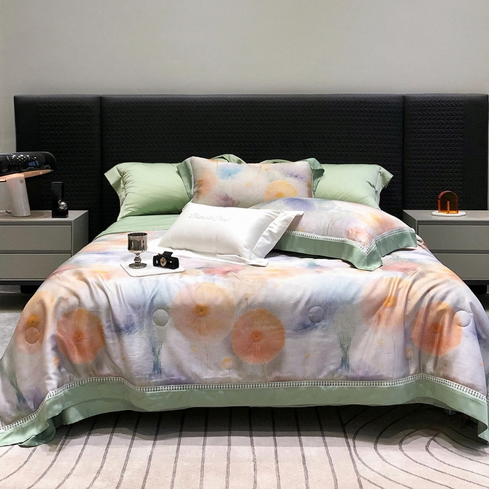 91家纺网 家纺一手货源 找家纺 （总）黑白森林 2026新款天丝印花夏被四件套系列