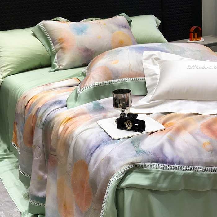 91家纺网 家纺一手货源 找家纺 （总）黑白森林 2026新款天丝印花夏被四件套系列