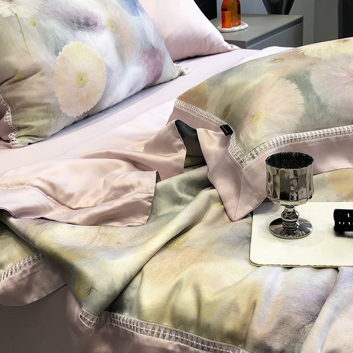 91家纺网 家纺一手货源 找家纺 黑白森林 2026新款天丝印花夏被四件套系列 碧薇-紫