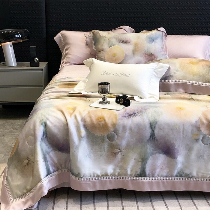 黑白森林 2026新款天丝印花夏被四件套系列 碧薇-紫