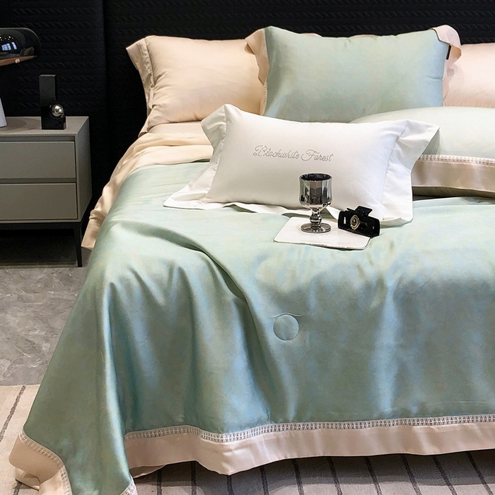 黑白森林 2026新款天丝印花夏被四件套系列 蒂妮-绿