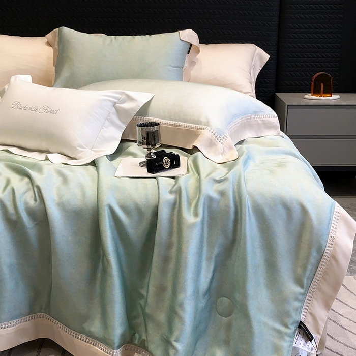 91家纺网 家纺一手货源 找家纺 黑白森林 2026新款天丝印花夏被四件套系列 蒂妮-绿