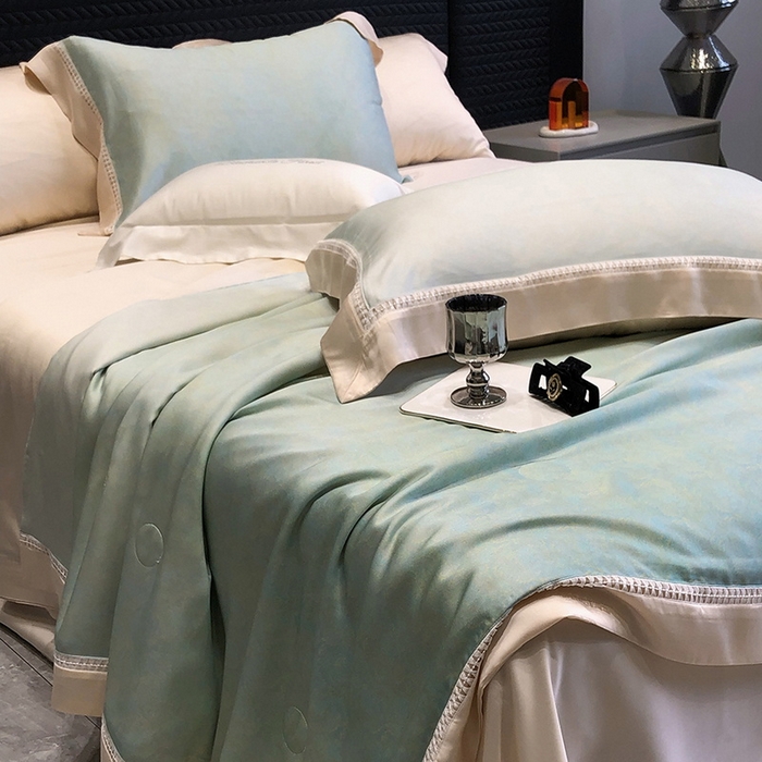 91家纺网 家纺一手货源 找家纺 黑白森林 2026新款天丝印花夏被四件套系列 蒂妮-绿