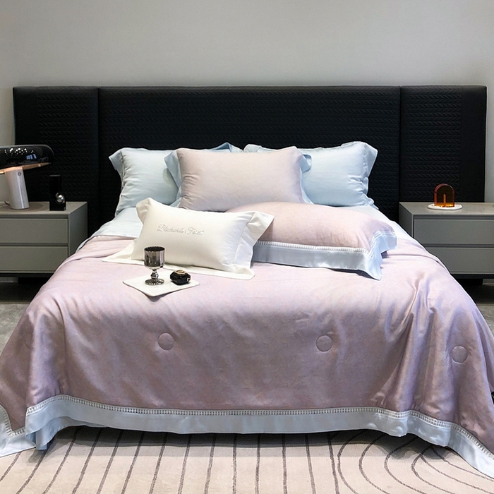 91家纺网 家纺一手货源 找家纺 黑白森林 2026新款天丝印花夏被四件套系列 蒂妮-紫