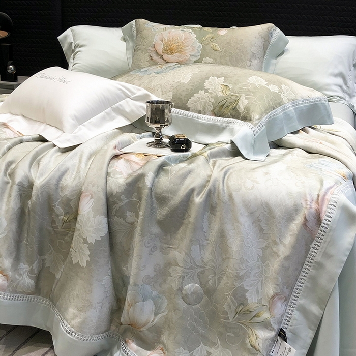 91家纺网 家纺一手货源 找家纺 黑白森林 2026新款天丝印花夏被四件套系列 菡蕾-兰