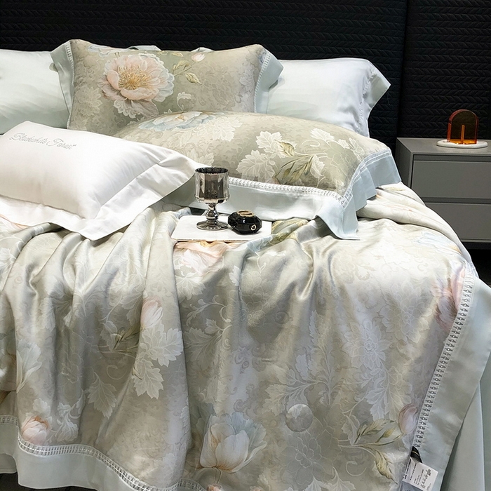 91家纺网 家纺一手货源 找家纺 黑白森林 2026新款天丝印花夏被四件套系列 菡蕾-兰