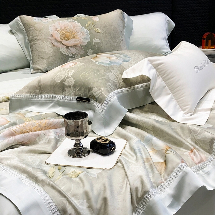 91家纺网 家纺一手货源 找家纺 黑白森林 2026新款天丝印花夏被四件套系列 菡蕾-兰