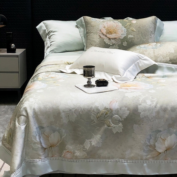 黑白森林 2026新款天丝印花夏被四件套系列 菡蕾-兰