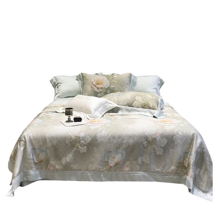 91家纺网 家纺一手货源 找家纺 黑白森林 2026新款天丝印花夏被四件套系列 菡蕾-兰