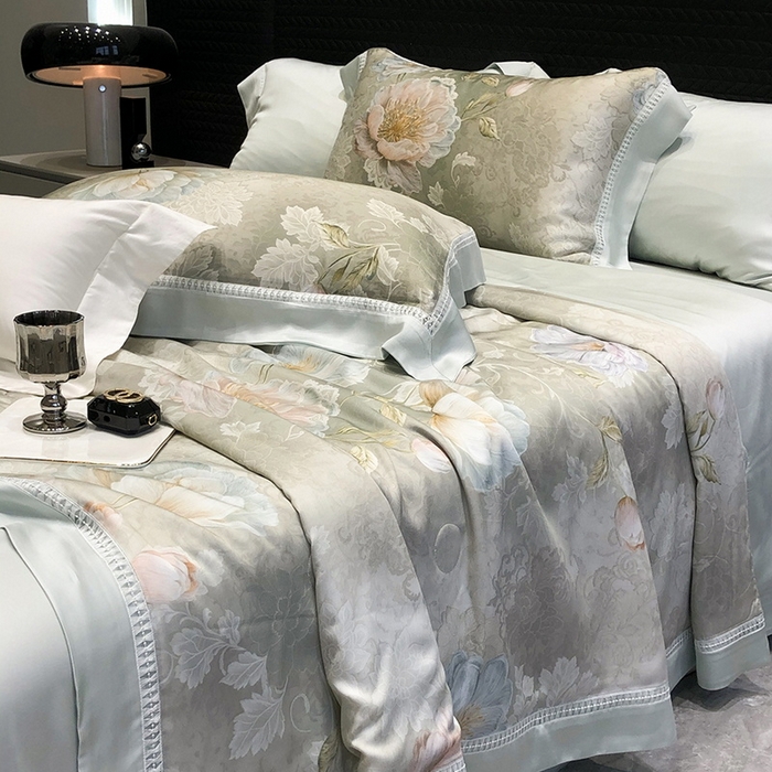 91家纺网 家纺一手货源 找家纺 黑白森林 2026新款天丝印花夏被四件套系列 菡蕾-兰