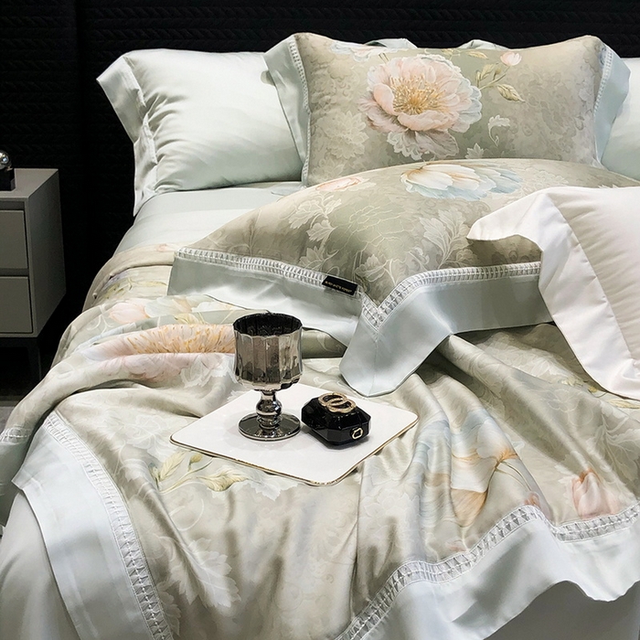 91家纺网 家纺一手货源 找家纺 黑白森林 2026新款天丝印花夏被四件套系列 菡蕾-兰