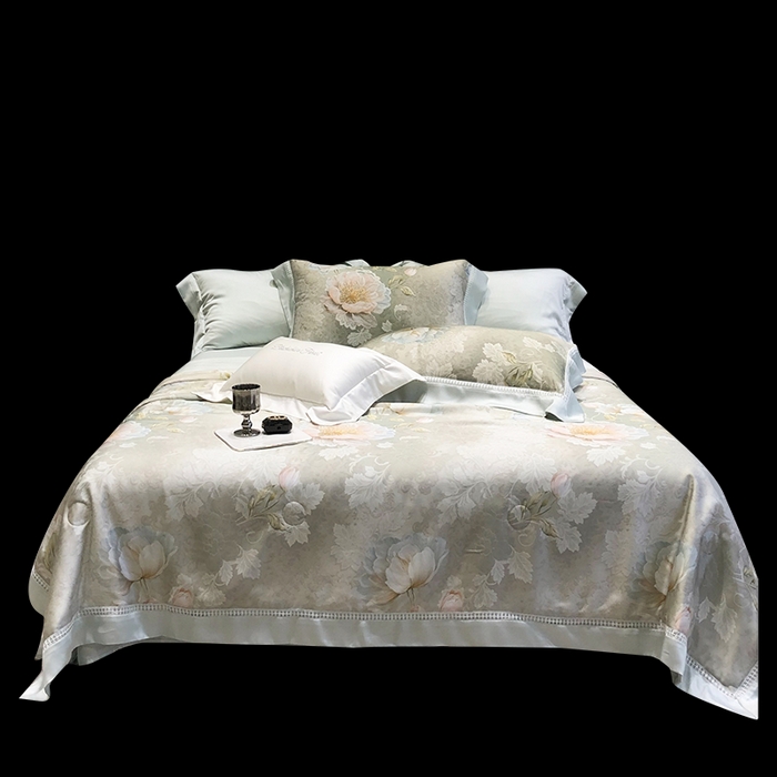 91家纺网 家纺一手货源 找家纺 黑白森林 2026新款天丝印花夏被四件套系列 菡蕾-兰