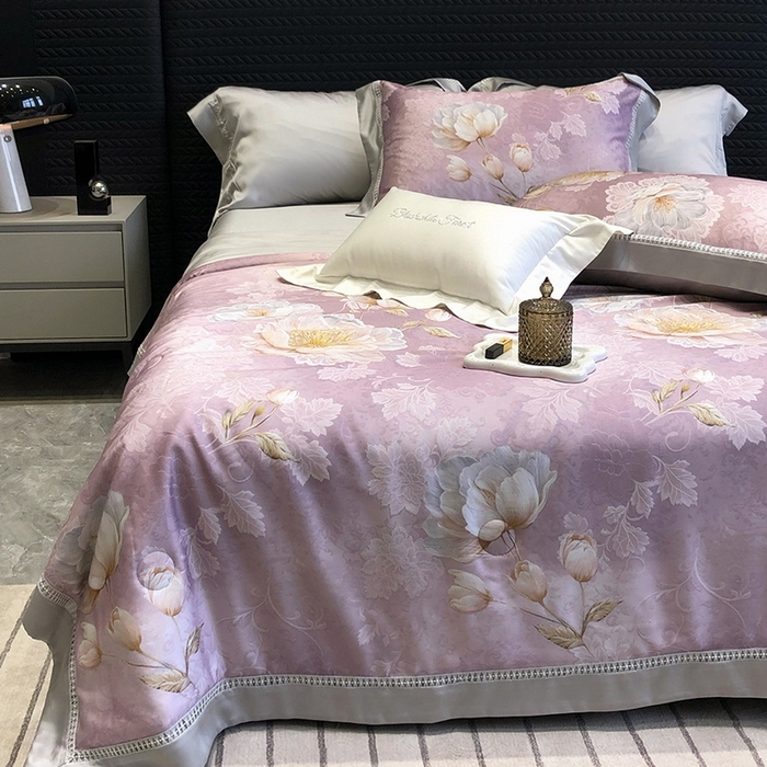 黑白森林 2026新款天丝印花夏被四件套系列 菡蕾-紫