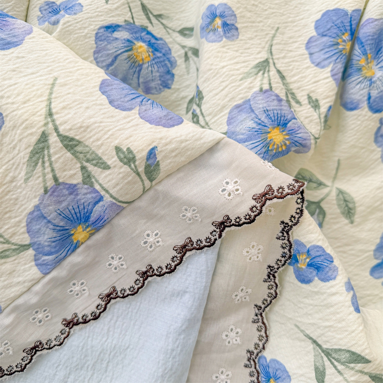 91家纺网 家纺一手货源 找家纺 招财星家纺 2026新款A类全棉花边云感双层纱大豆纤维夏被四件套夏被夏凉被空调被（带质检报告买家秀） 花边款-花语