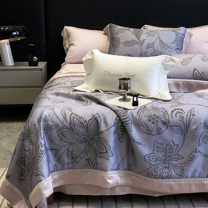 91家纺网 家纺一手货源 找家纺 （总）黑白森林 2026新款天丝印花夏被四件套系列