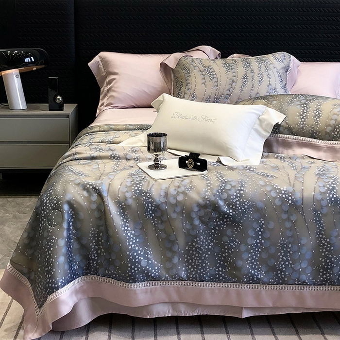 91家纺网 家纺一手货源 找家纺 （总）黑白森林 2026新款天丝印花夏被四件套系列