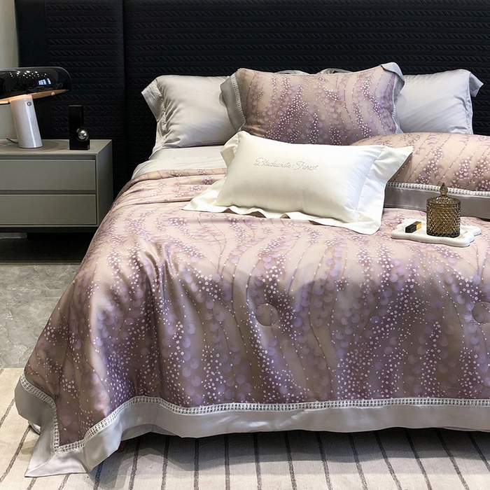 91家纺网 家纺一手货源 找家纺 （总）黑白森林 2026新款天丝印花夏被四件套系列