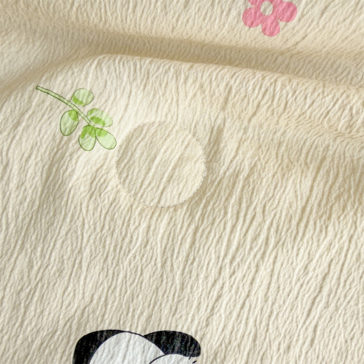 91家纺网 家纺一手货源 找家纺 招财星家纺 2026新款A类全棉花边云感双层纱大豆纤维夏被四件套夏被夏凉被空调被（带质检报告买家秀） 花边款-可爱熊猫