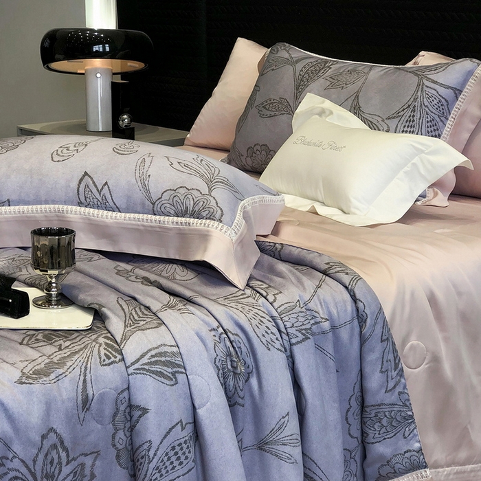 91家纺网 家纺一手货源 找家纺 （总）黑白森林 2026新款天丝印花夏被四件套系列