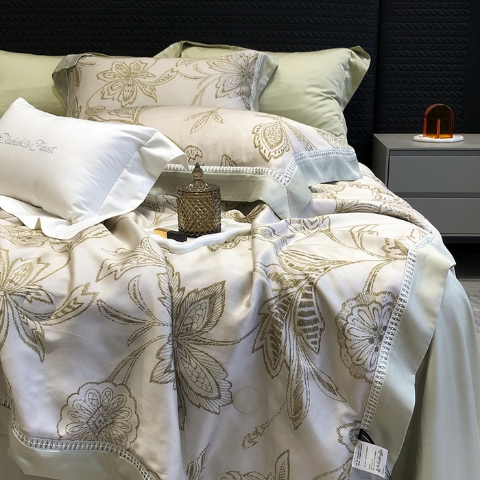 91家纺网 家纺一手货源 找家纺 黑白森林 2026新款天丝印花夏被四件套系列 兰奥-绿