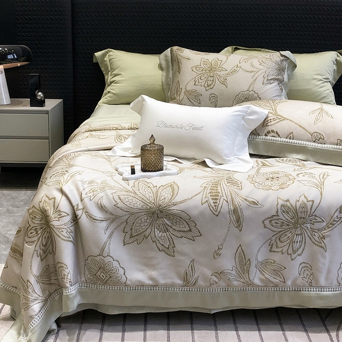 黑白森林 2026新款天丝印花夏被四件套系列 兰奥-绿