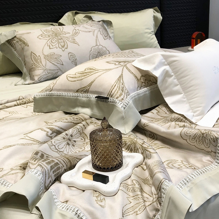 91家纺网 家纺一手货源 找家纺 黑白森林 2026新款天丝印花夏被四件套系列 兰奥-绿