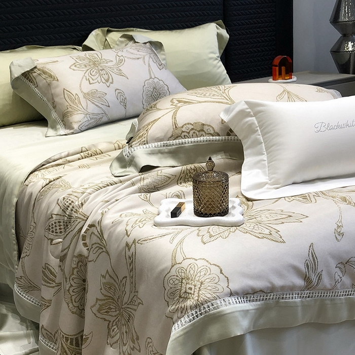 91家纺网 家纺一手货源 找家纺 黑白森林 2026新款天丝印花夏被四件套系列 兰奥-绿