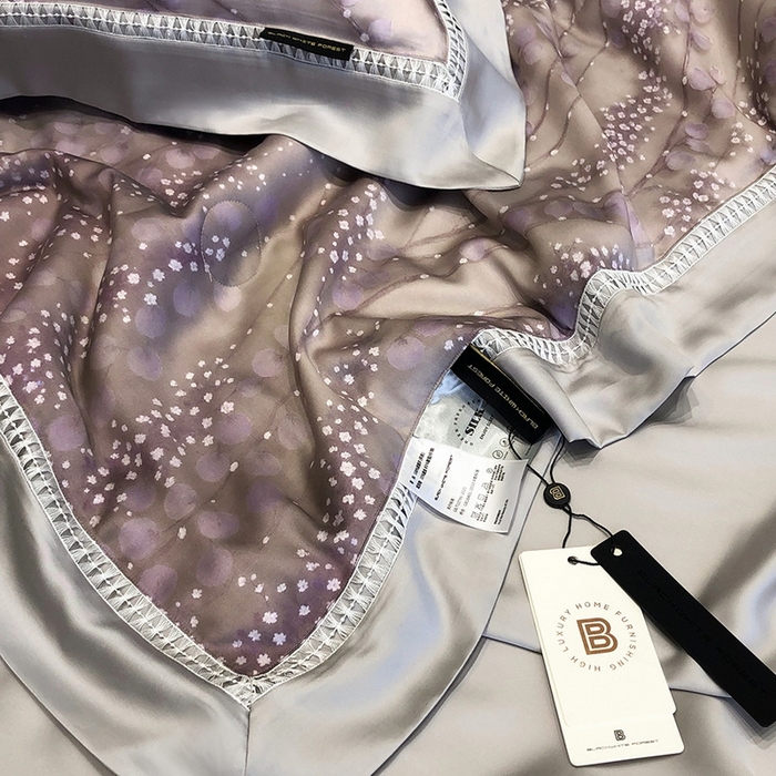 91家纺网 家纺一手货源 找家纺 黑白森林 2026新款天丝印花夏被四件套系列 缦禾-紫