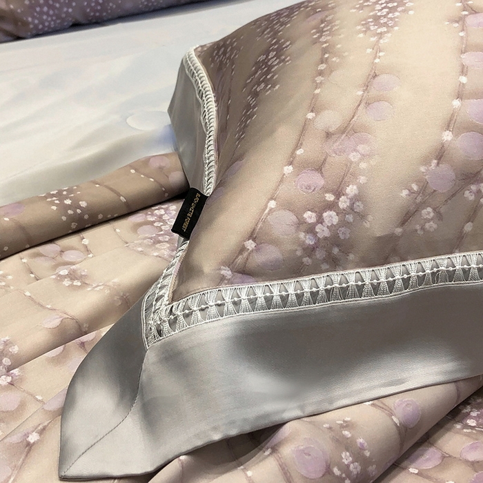 91家纺网 家纺一手货源 找家纺 黑白森林 2026新款天丝印花夏被四件套系列 缦禾-紫