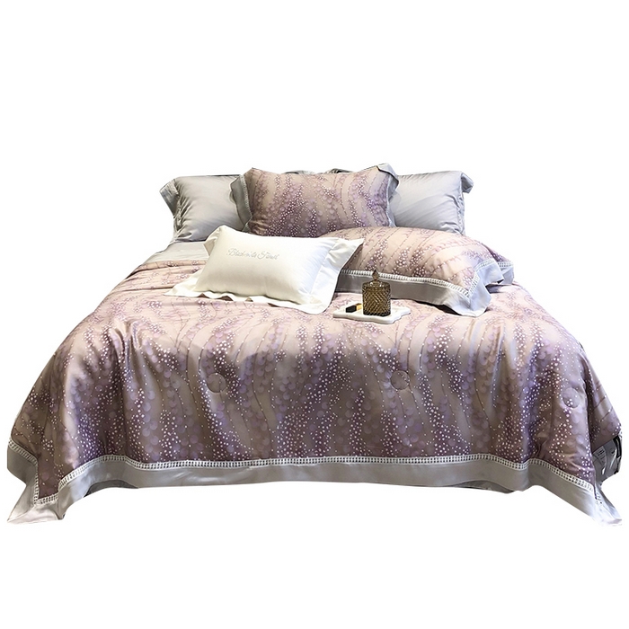 91家纺网 家纺一手货源 找家纺 黑白森林 2026新款天丝印花夏被四件套系列 缦禾-紫